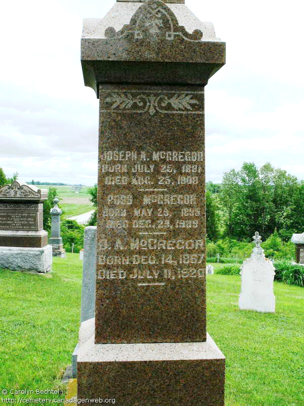 Photo of headstones/Joseph A McGregor d1908 hdstn Lovat cemON